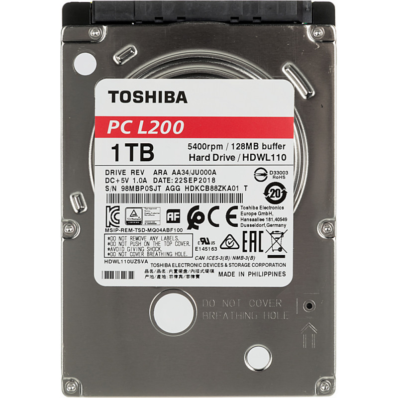 Жесткий диск Toshiba SATA-III 1Tb HDWL110UZSVA L200 Slim (5400rpm) 128Mb 2.5