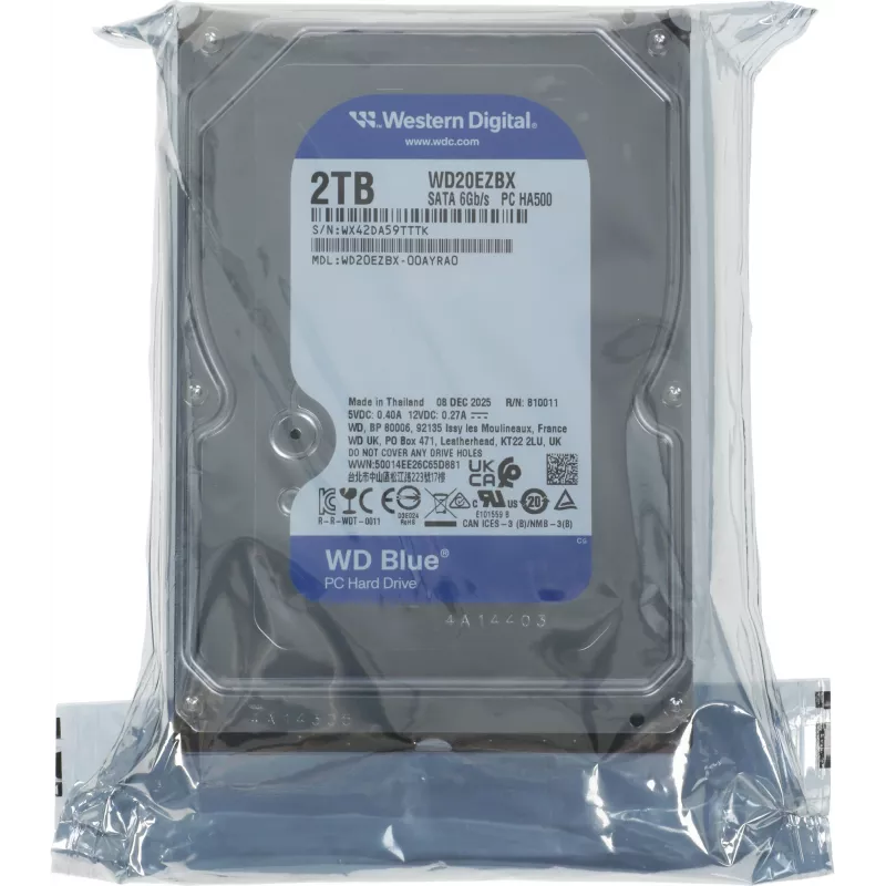 Жесткий диск WD SATA-III 2Tb WD20EZBX Desktop Blue (7200rpm) 256Mb 3.5"