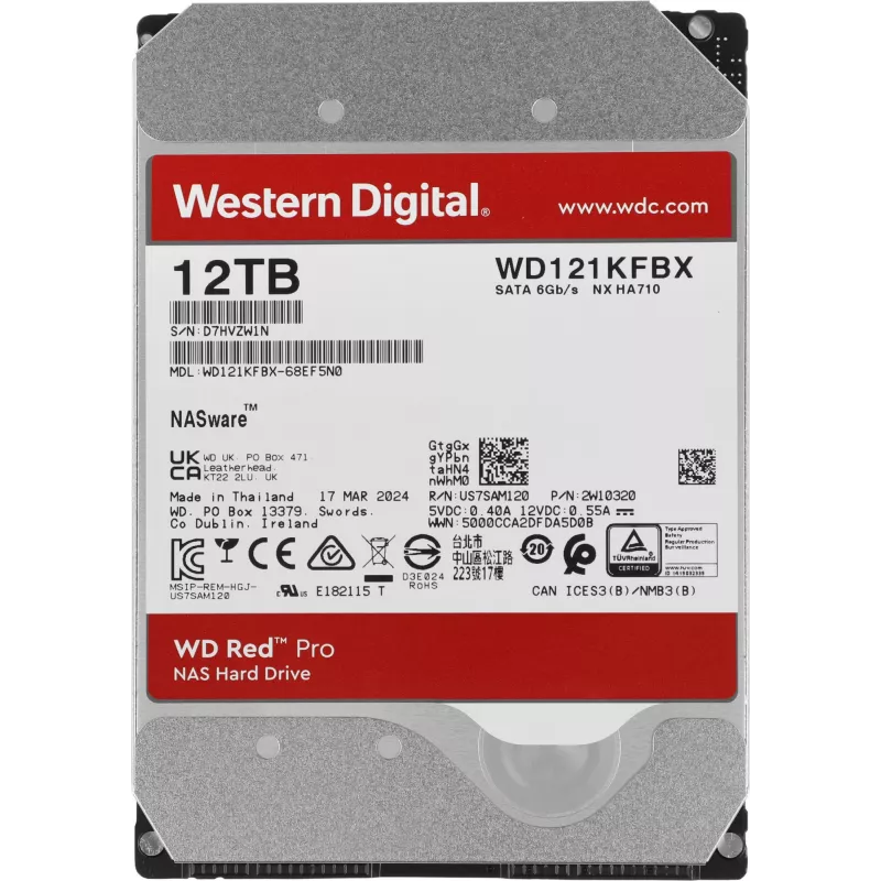 Жесткий диск WD SATA-III 12TB WD121KFBX NAS Red Pro (7200rpm) 256Mb 3.5"