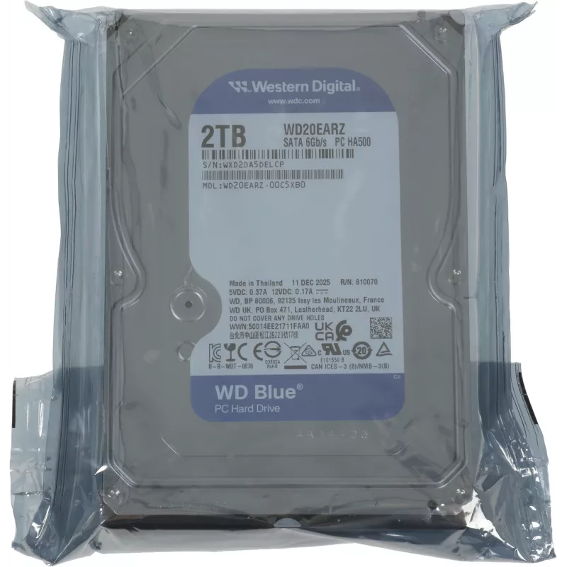 Жесткий диск WD SATA-III 2TB WD20EARZ Desktop Blue (5400rpm) 64Mb 3.5"