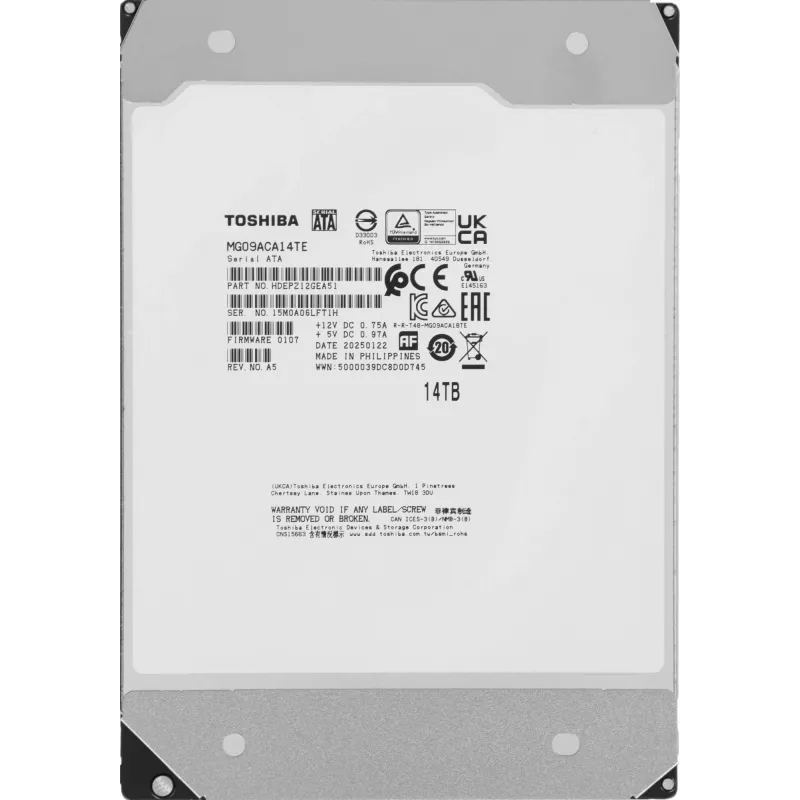 Жесткий диск Toshiba SATA-III 14TB MG09ACA14TE Enterprise Capacity 512E (7200rpm) 512Mb 3.5"