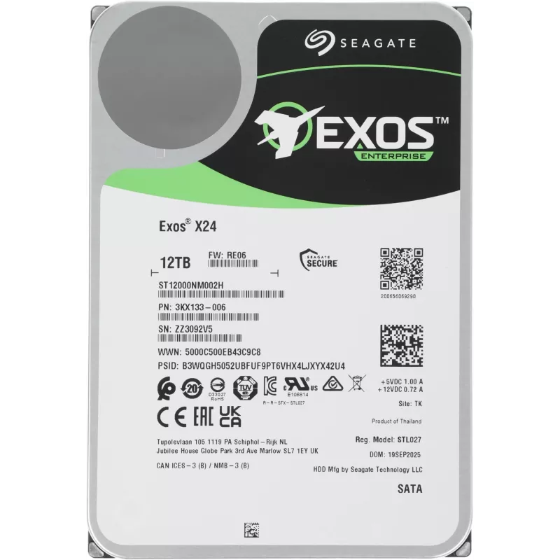 Жесткий диск Seagate SATA-III 12TB ST12000NM002H Server Exos X24 4KN (7200rpm) 512Mb 3.5"