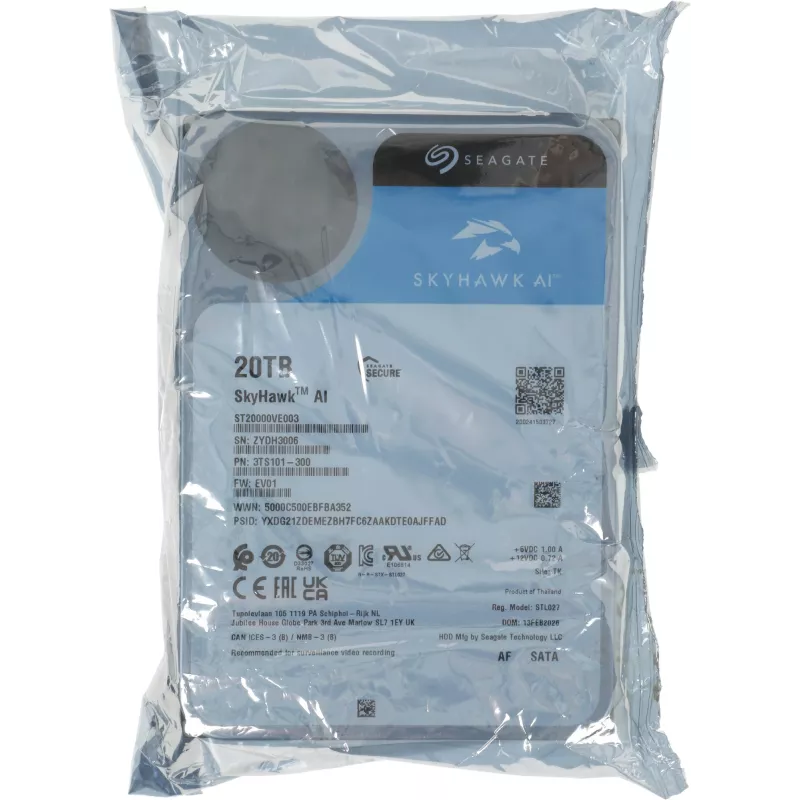 Жесткий диск Seagate SATA-III 20TB ST20000VE003 Surveillance SkyHawkAI 512E (7200rpm) 512Mb 3.5"