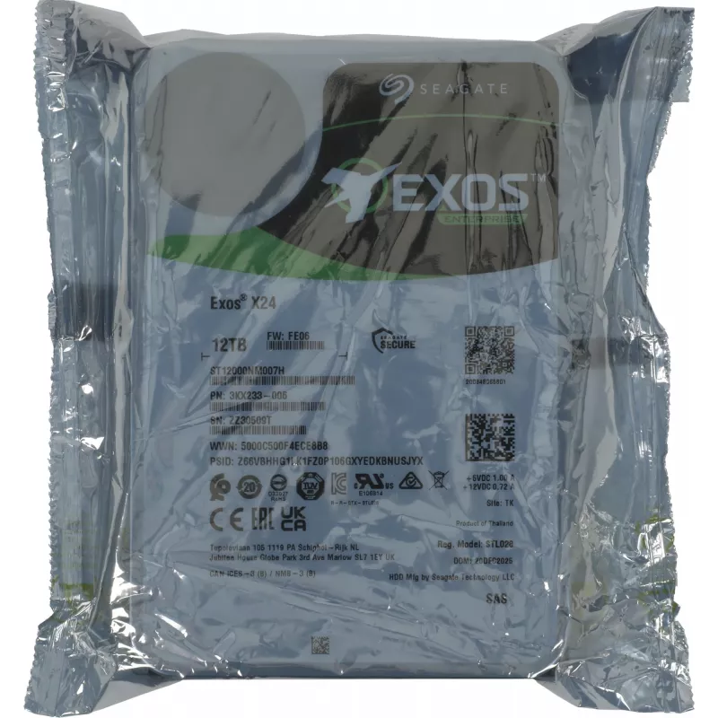 Жесткий диск Seagate SAS 3.0 12TB ST12000NM007H Server Exos X24 4KN (7200rpm) 512Mb 3.5"