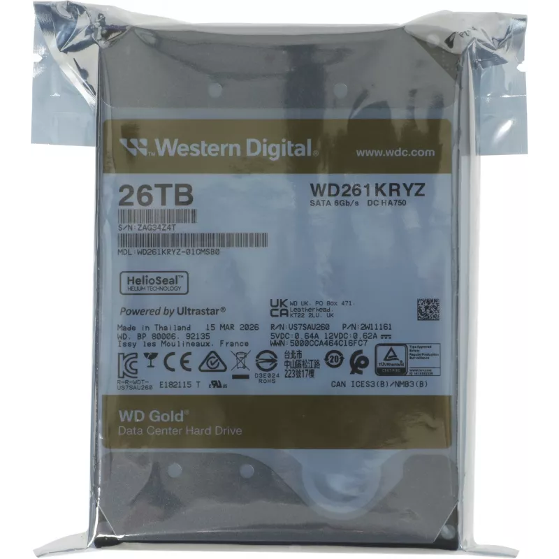 Жесткий диск WD SATA-III 26TB WD261KRYZ Server Gold 512E (7200rpm) 512Mb 3.5"