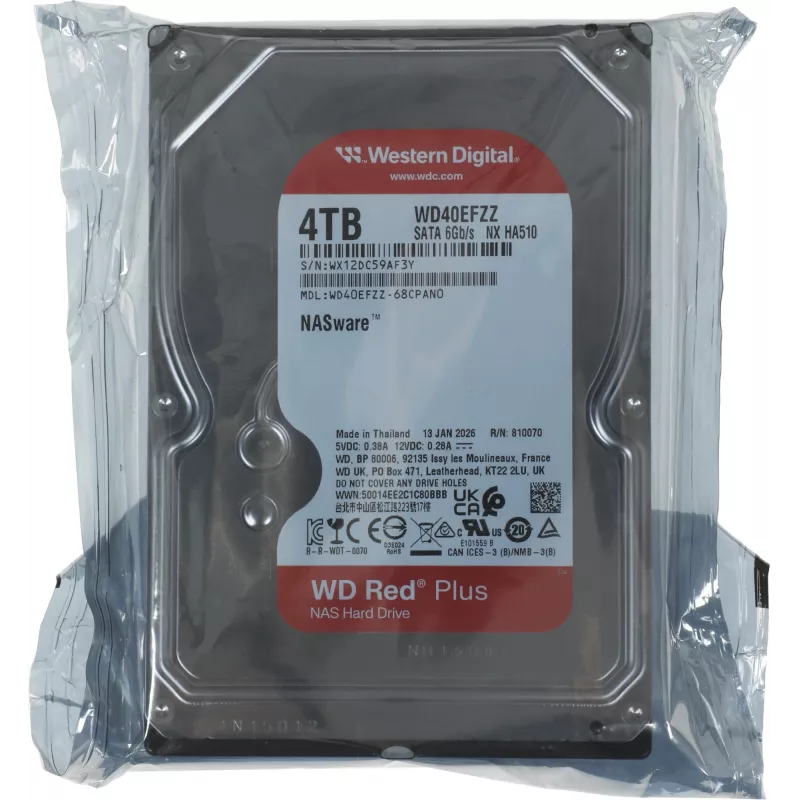 Жесткий диск WD SATA-III 4TB WD40EFZZ NAS Red Plus (5400rpm) 128Mb 3.5"