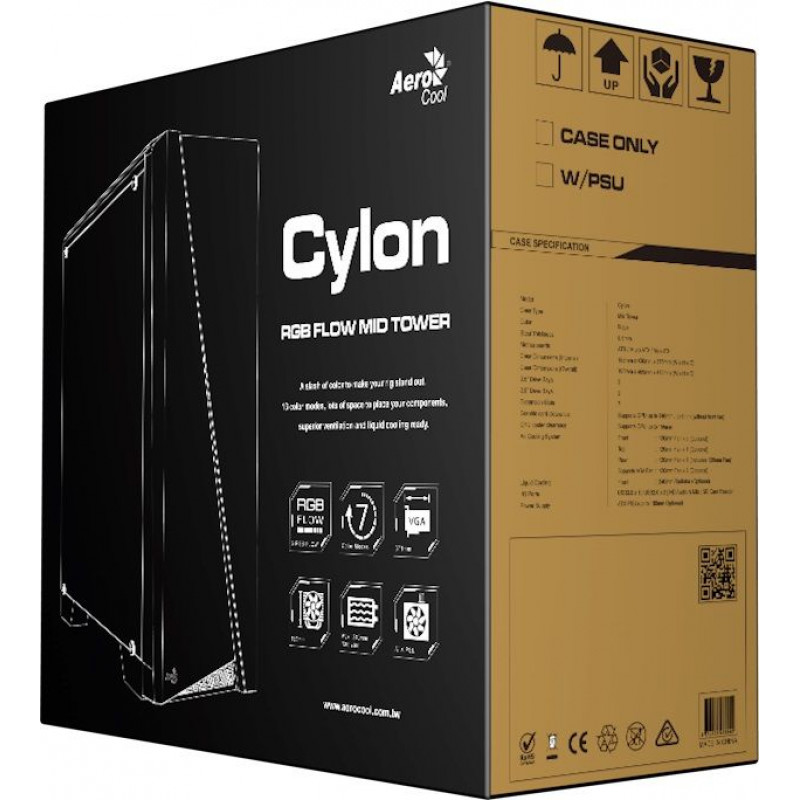 Корпус Aerocool Cylon черный без БП ATX 1x120mm 2xUSB2.0 1xUSB3.0 audio CardReader bott PSU