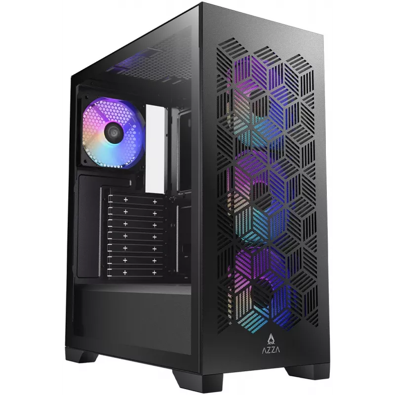 Корпус Azza AEROHEX черный без БП ATX 6x120mm 2x140mm 1xUSB2.0 1xUSB3.0 audio bott PSU