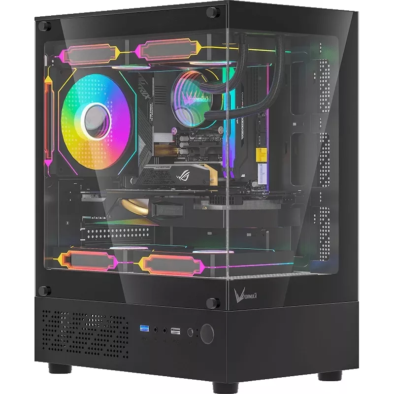 Корпус Formula Crystal Z1CM Plus AR черный без БП mATX 2x120mm 1xUSB3.0 audio bott PSU