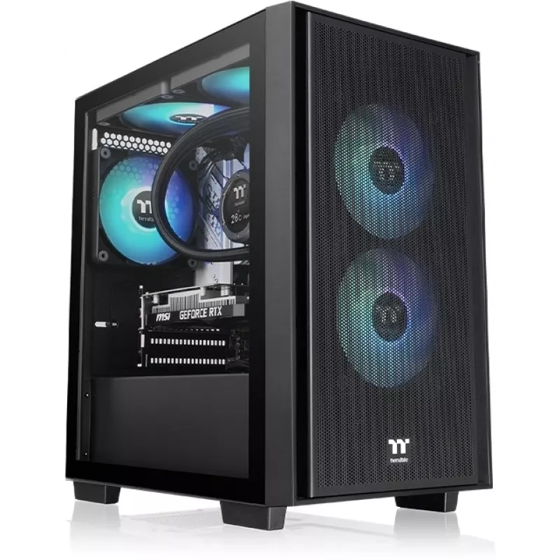 Корпус Thermaltake Versa H16 TG ARGB черный без БП mATX 11x120mm 7x140mm 2xUSB3.0 audio bott PSU