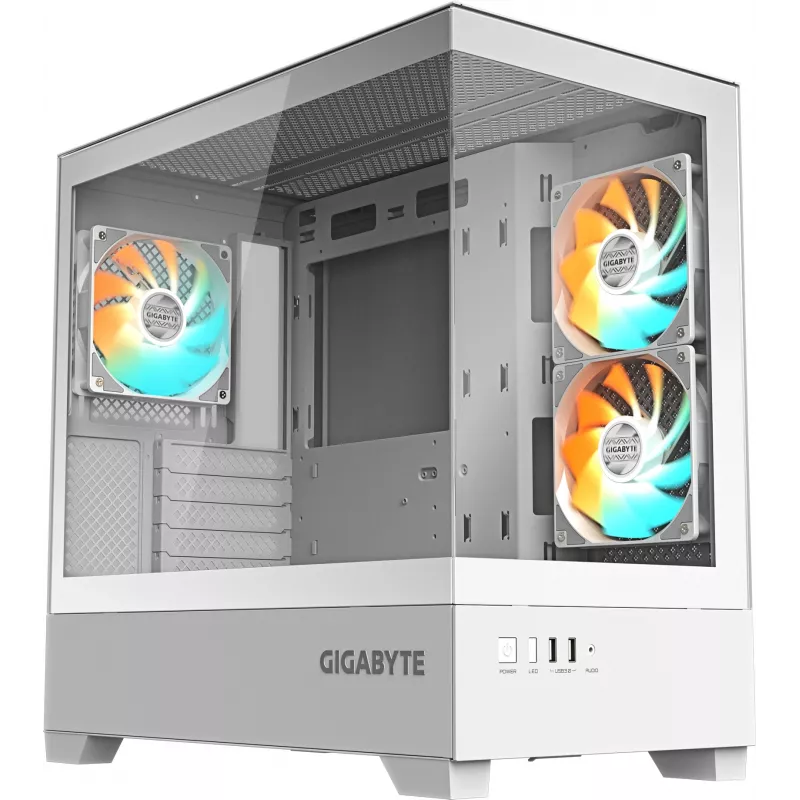 Корпус Gigabyte GB-C201PI белый без БП mATX 6x120mm 3x140mm 2xUSB3.0 audio bott PSU