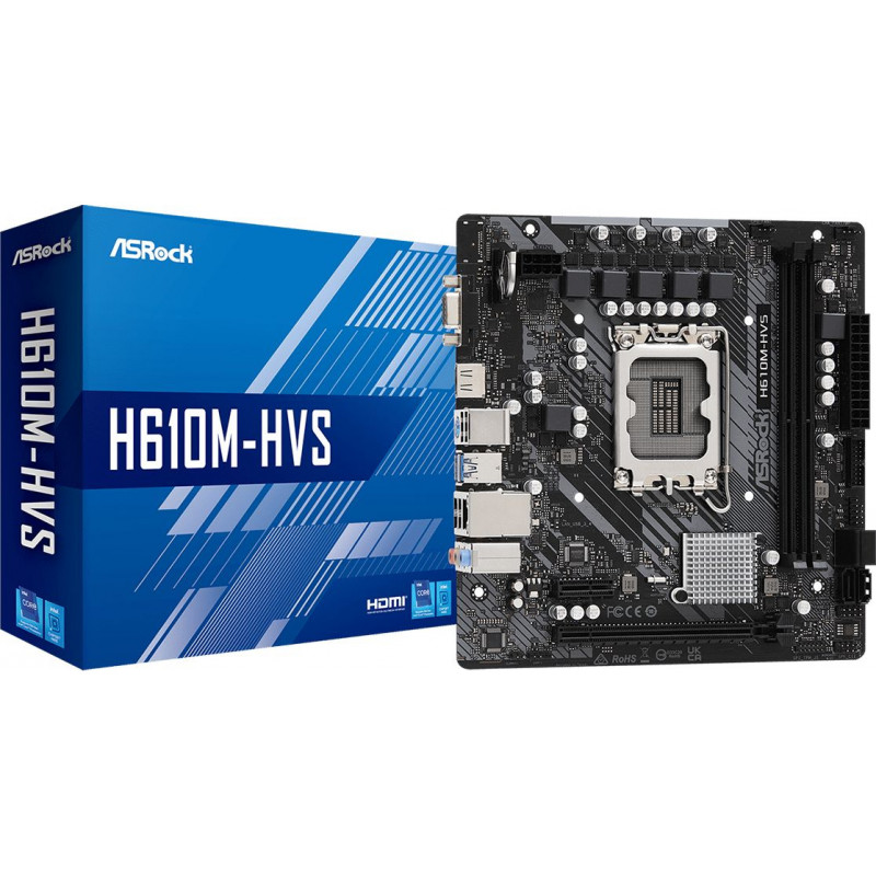 Материнская плата Asrock H610M-HVS Soc-1700 Intel H610 2xDDR4 mATX AC`97 8ch(7.1) GbLAN+VGA+HDMI Материнская плата Asrock H610M-HVS Soc-1700 Intel H610 2xDDR4 mATX AC`97 8ch(7.1) GbLAN+VGA+HDMI