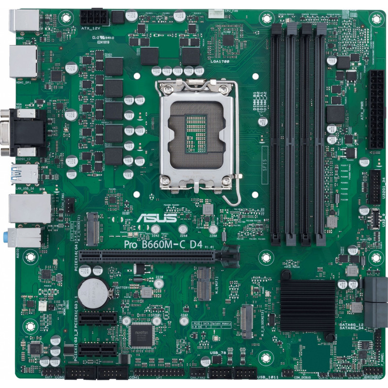 Материнская плата Asus PRO B660M-C D4-CSM Soc-1700 Intel B660 4xDDR4 mATX AC`97 8ch(7.1) GbLAN RAID+VGA+HDMI+DP