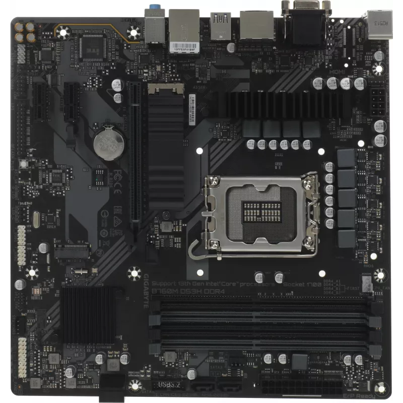 Материнская плата Gigabyte B760M DS3H DDR4 Soc-1700 Intel B760 4xDDR4 mATX AC`97 8ch(7.1) 2.5Gg RAID+VGA+HDMI+DP