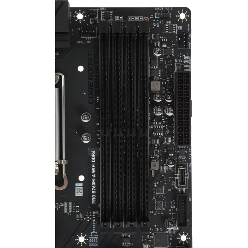 Материнская плата MSI PRO B760M-A WIFI DDR4 Soc-1700 Intel B760 4xDDR4 mATX AC`97 8ch(7.1) 2.5Gg+HDMI+DP