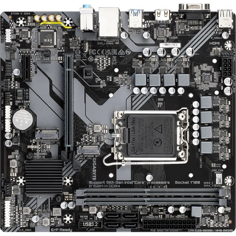 Материнская плата Gigabyte B760M H DDR4 Soc-1700 Intel B760 2xDDR4 mATX AC`97 8ch(7.1) GbLAN RAID+VGA+HDMI Материнская плата Gigabyte B760M H DDR4 Soc-1700 Intel B760 2xDDR4 mATX AC`97 8ch(7.1) GbLAN RAID+VGA+HDMI