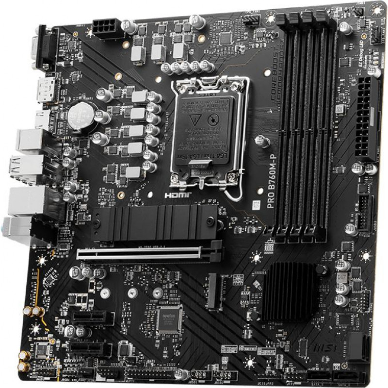 Материнская плата MSI PRO B760M-P Soc-1700 Intel B760 4xDDR5 mATX AC`97 8ch(7.1) GbLAN+VGA+HDMI+DP Материнская плата MSI PRO B760M-P Soc-1700 Intel B760 4xDDR5 mATX AC`97 8ch(7.1) GbLAN+VGA+HDMI+DP