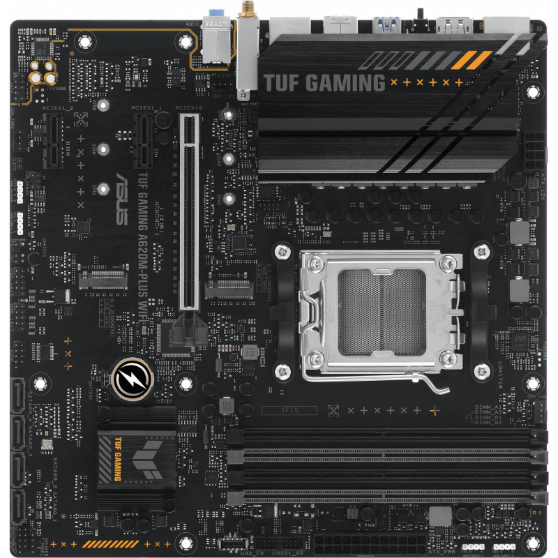 Материнская плата Asus TUF GAMING A620M-PLUS WIFI SocketAM5 AMD A620 4xDDR5 mATX AC`97 8ch(7.1) 2.5Gg RAID+HDMI+DP Материнская плата Asus TUF GAMING A620M-PLUS WIFI SocketAM5 AMD A620 4xDDR5 mATX AC`97 8ch(7.1) 2.5Gg RAID+HDMI+DP