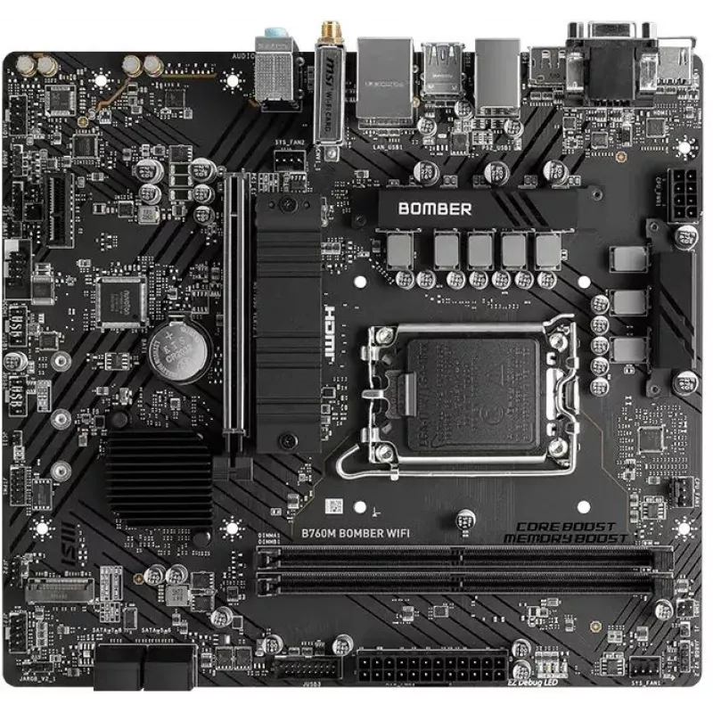 Материнская плата MSI B760M BOMBER WIFI Soc-1700 Intel B760 2xDDR5 mATX AC`97 8ch(7.1) 2.5Gg+VGA+HDMI+DP