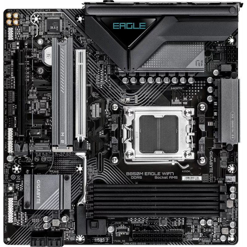 Материнская плата Gigabyte B850M EAGLE WF7 Socket AM5 AMD B850 4xDDR5 mATX AC`97 8ch(7.1) 2.5Gg RAID+HDMI+DP