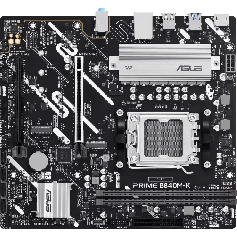 Материнская плата Asus PRIME B840M-K Socket AM5 AMD B840 2xDDR5 mATX AC`97 8ch(7.1) 2.5Gg RAID+HDMI