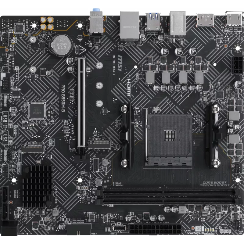 Материнская плата MSI PRO B550M-B Soc-AM4 AMD B550 2xDDR4 mATX AC`97 8ch(7.1) GbLAN RAID+HDMI+DP