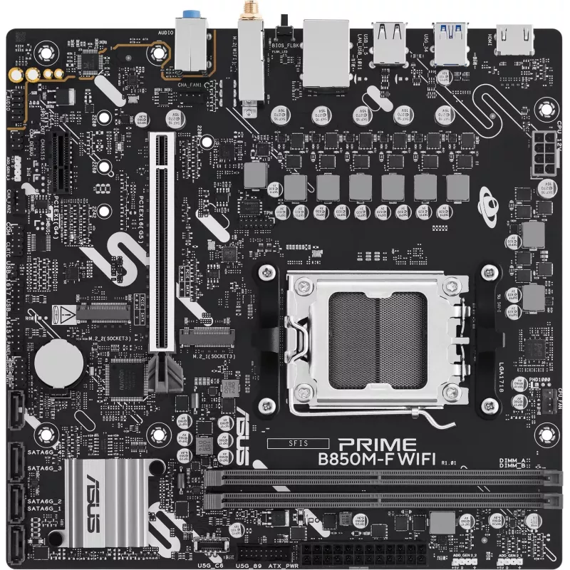 Материнская плата Asus PRIME B850M-F WIFI Socket AM5 AMD B850 2xDDR5 mATX AC`97 8ch(7.1) GbLAN RAID+VGA+HDMI