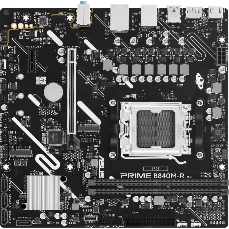 Материнская плата Asus PRIME B840M-R Socket AM5 AMD B840 2xDDR5 mATX AC`97 8ch(7.1) GbLAN RAID+HDMI+DP