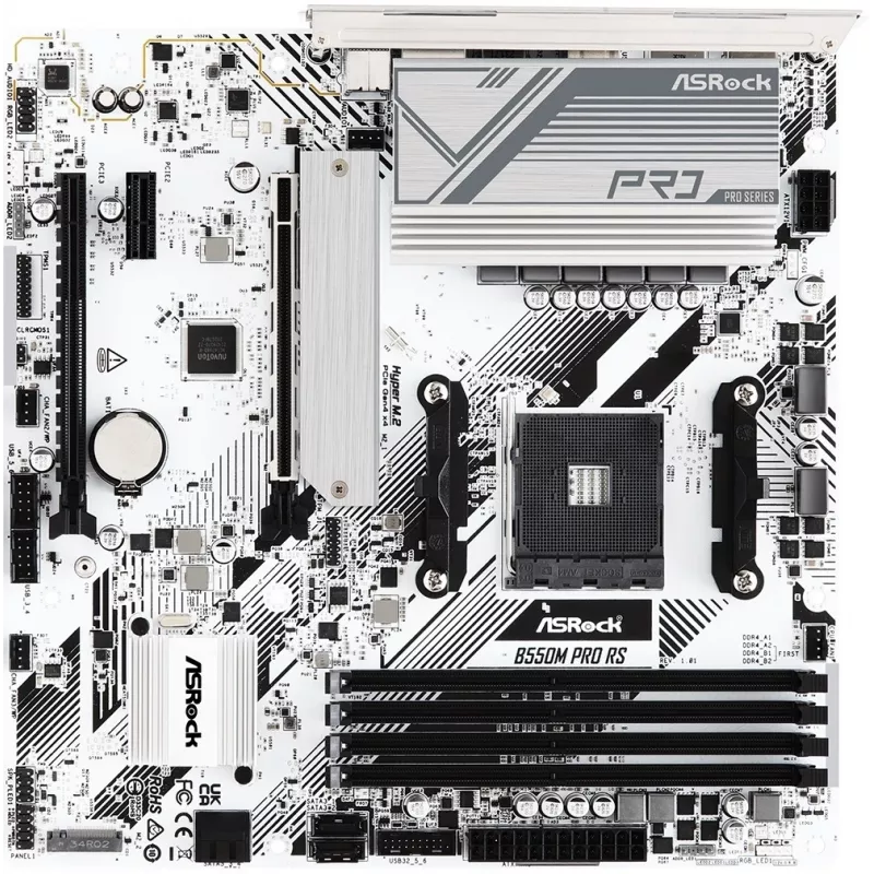 Материнская плата Asrock B550M Pro RS Soc-AM4 AMD B550 4xDDR4 mATX AC`97 8ch(7.1) 2.5Gg RAID+HDMI+DP
