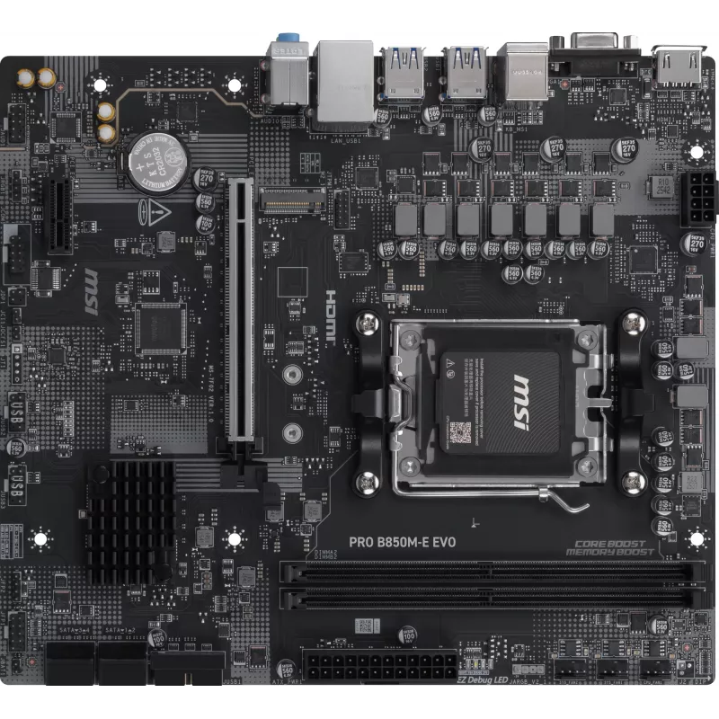 Материнская плата MSI PRO B850M-E EVO Socket AM5 AMD B850 2xDDR5 mATX AC`97 8ch(7.1) 2.5Gg RAID+VGA+HDMI