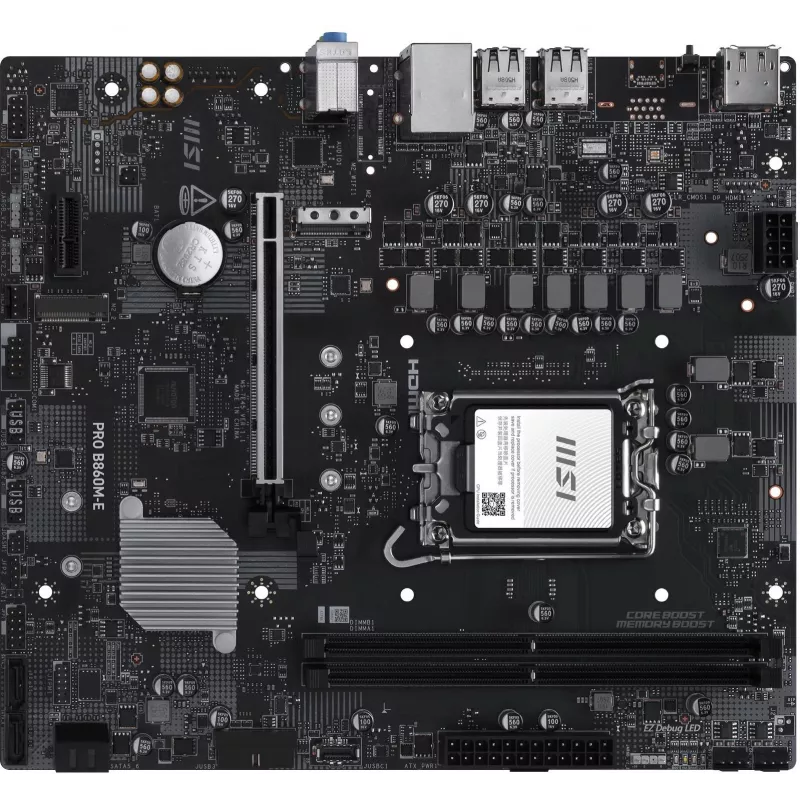 Материнская плата MSI PRO B860M-E Soc-1851 Intel B860 2xDDR5 mATX AC`97 8ch(7.1) 5Gigabit RAID+HDMI+DP