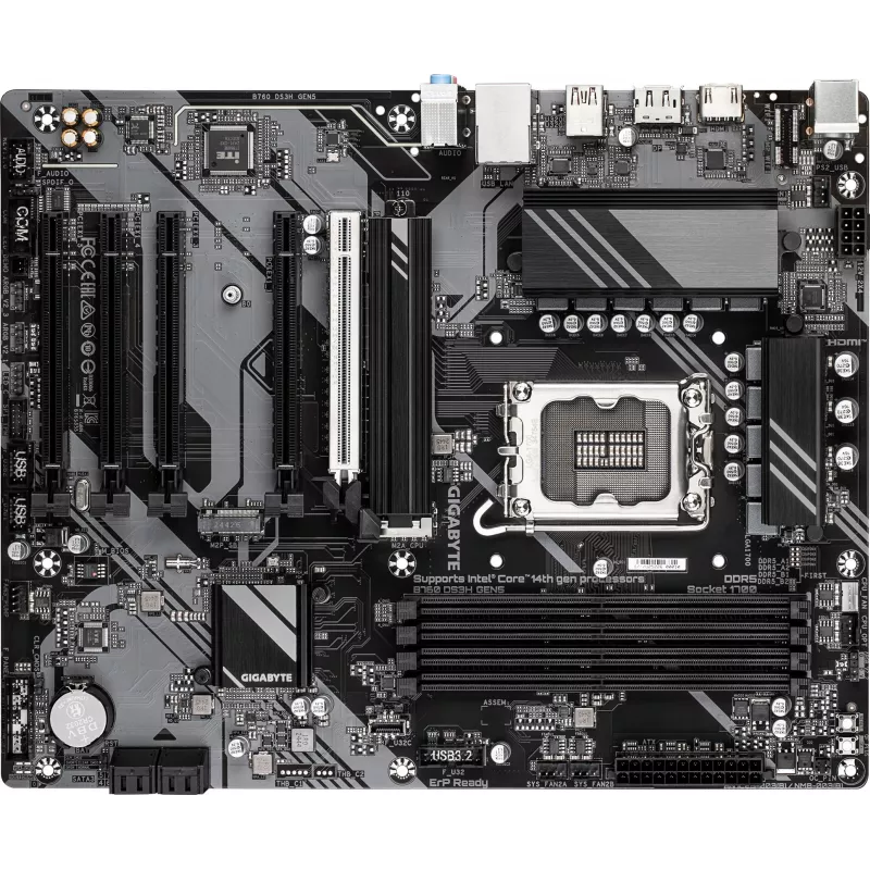 Материнская плата Gigabyte B760 DS3H GEN5 Soc-1700 Intel B760 4xDDR5 ATX AC`97 8ch(7.1) GbLAN RAID+HDMI+DP