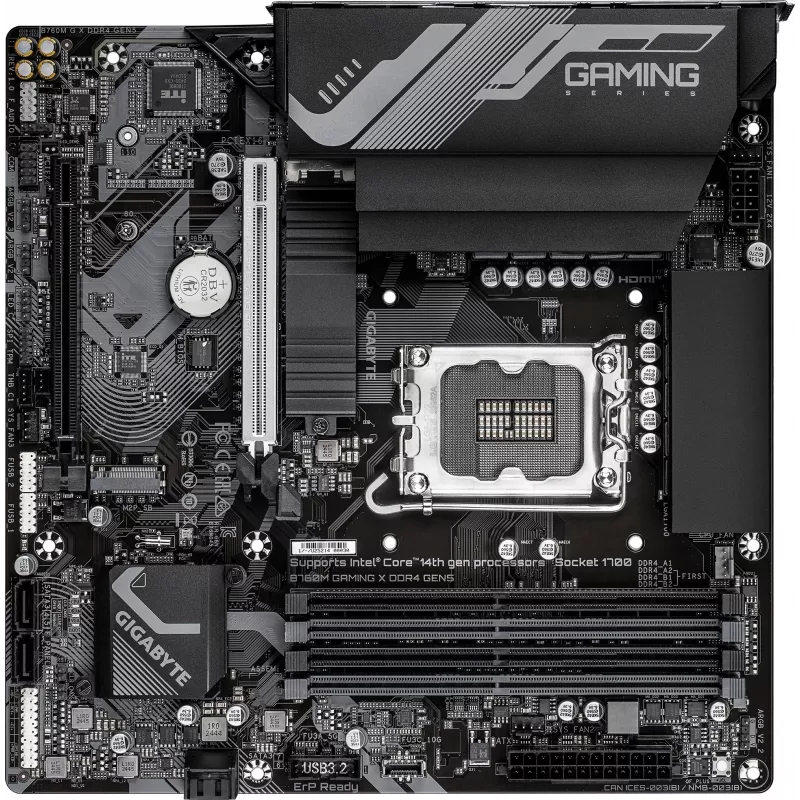 Материнская плата Gigabyte B760M GAMING X DDR4 GEN5 Soc-1700 Intel B760 4xDDR4 mATX AC`97 8ch(7.1) 2.5Gg RAID+HDMI+DP