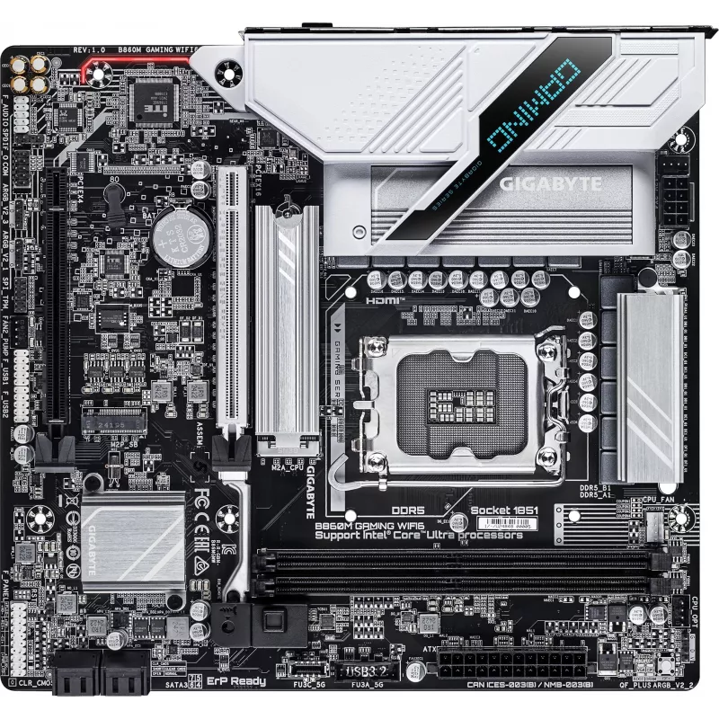 Материнская плата Gigabyte B860M GAMING WIFI6 Soc-1851 Intel B860 2xDDR5 mATX AC`97 8ch(7.1) 2.5Gg RAID+HDMI+DP