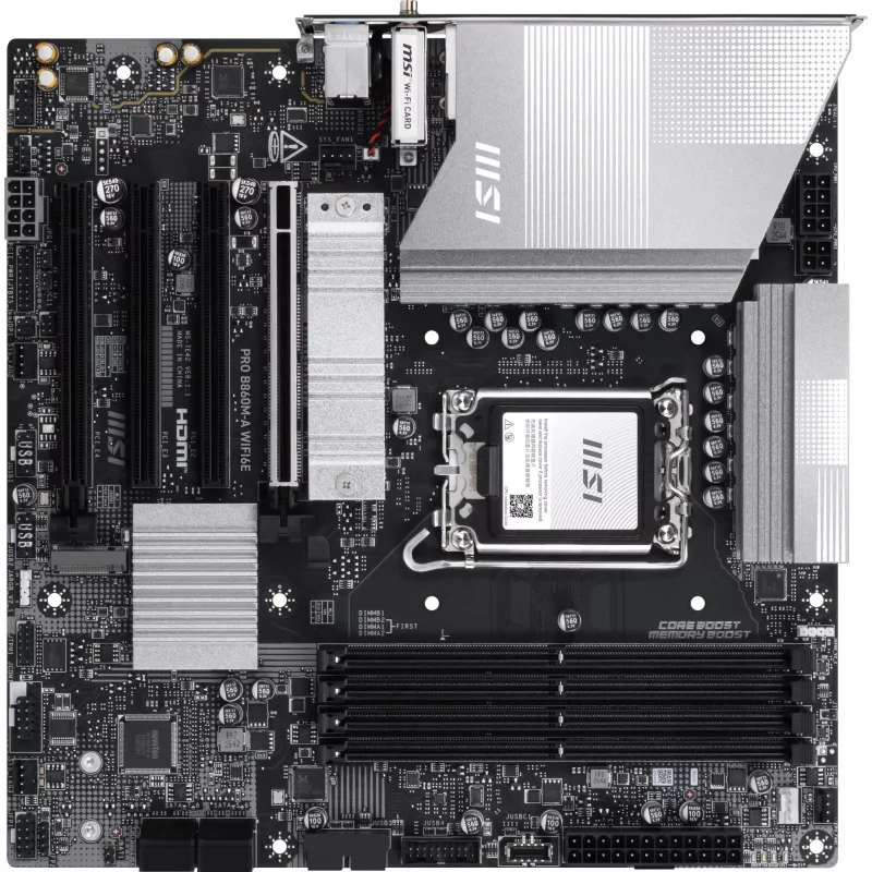Материнская плата MSI PRO B860M-A WIFI6E Soc-1851 Intel B860 mATX AC`97 8ch(7.1) 5Gigabit RAID+HDMI+DP