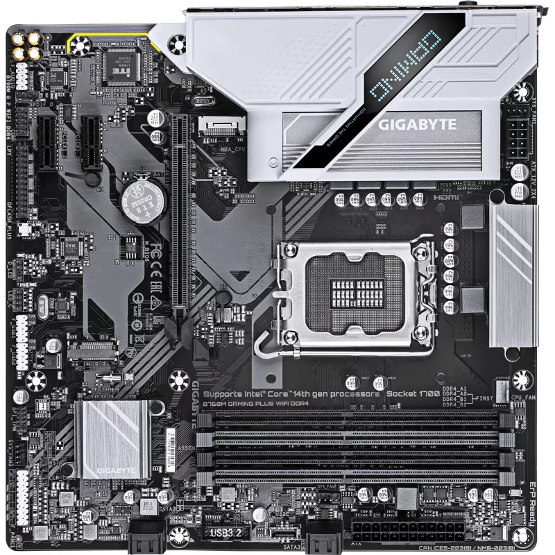 Материнская плата Gigabyte B760M GAMING PLUS WIFI DDR4 Soc-1700 Intel B760 4xDDR4 mATX AC`97 8ch(7.1) GbLAN RAID+HDMI+DP