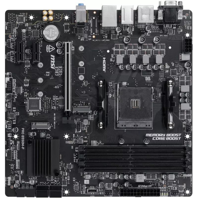 Материнская плата MSI PRO B550M-P Soc-AM4 AMD B550 4xDDR4 mATX AC`97 8ch(7.1) GbLAN RAID+VGA+HDMI+DP