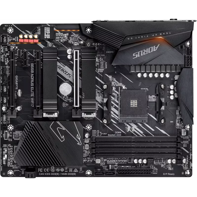 Материнская плата Gigabyte B550 AORUS ELITE WIFI7 Soc-AM4 AMD B550 4xDDR4 ATX AC`97 8ch(7.1) 2.5Gg RAID+HDMI+DP