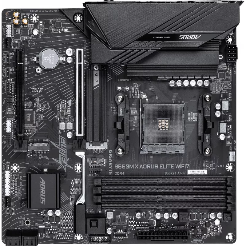 Материнская плата Gigabyte B550M X A ELITE WF7 Soc-AM4 AMD B550 4xDDR4 mATX AC`97 8ch(7.1) 2.5Gg RAID+HDMI+DP