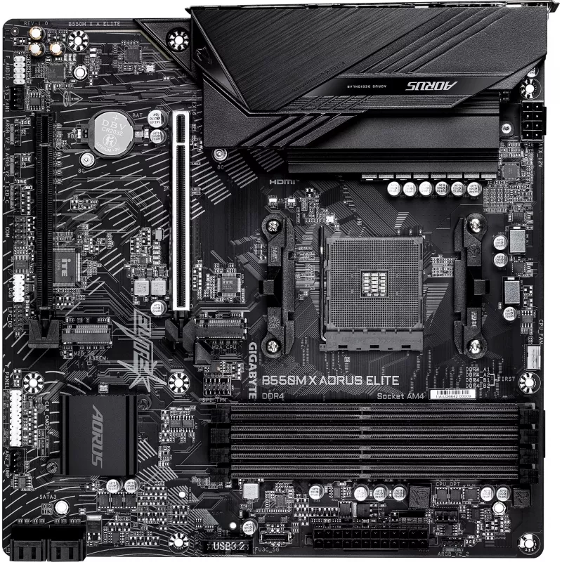 Материнская плата Gigabyte B550M X A ELITE Soc-AM4 AMD B550 4xDDR4 mATX AC`97 8ch(7.1) 2.5Gg RAID+HDMI+DP