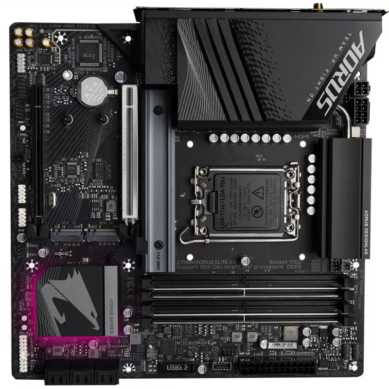 Материнская плата Gigabyte Z790M AORUS ELITE AX Soc-1700 Intel Z790 4xDDR5 mATX AC`97 8ch(7.1) 2.5Gg RAID+HDMI+DP