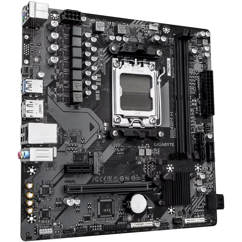 Материнская плата Gigabyte B840M H Socket AM5 AMD B840 2xDDR5 mATX AC`97 8ch(7.1) GbLAN RAID+HDMI+DP