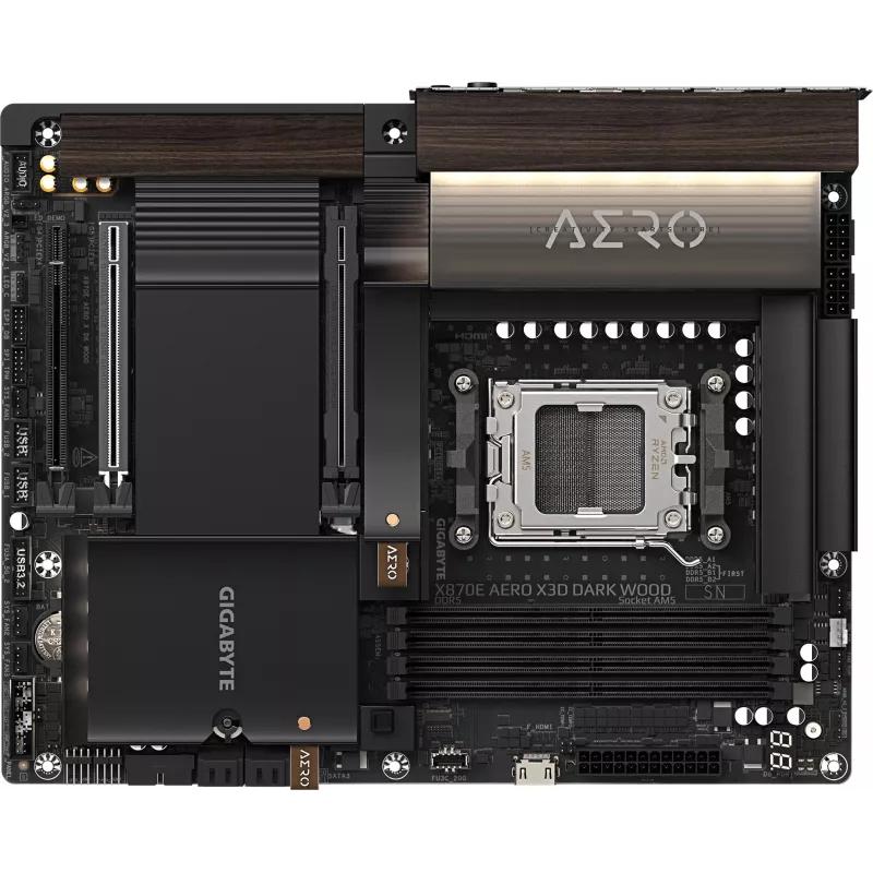 Материнская плата Gigabyte X870E AERO X3D DARK WOOD Socket AM5 AMD X870E 4xDDR5 ATX AC`97 8ch(7.1) 2x5Gg RAID+HDMI