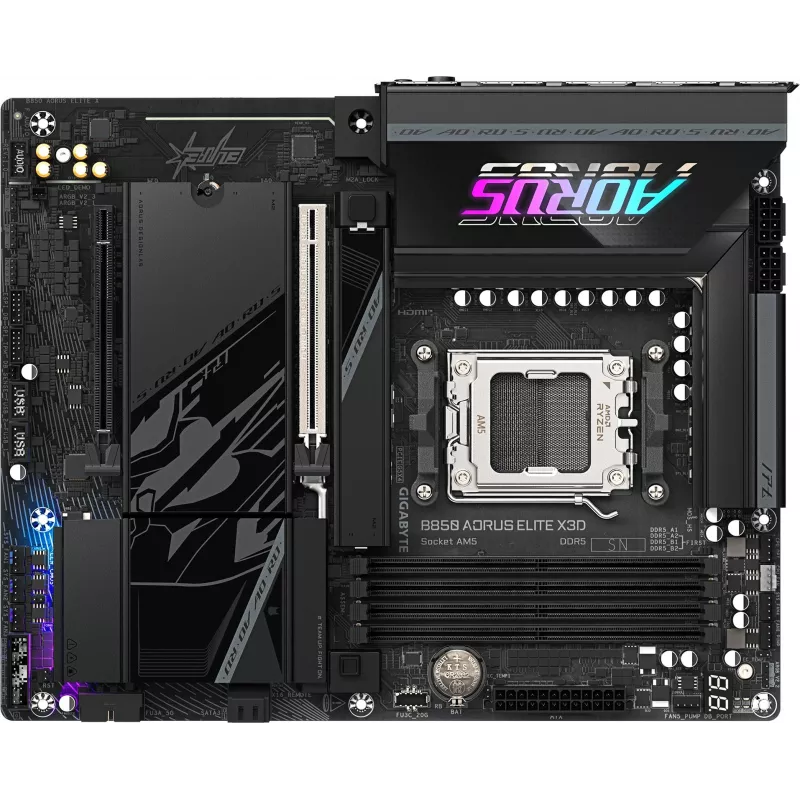 Материнская плата Gigabyte B850 AORUS ELITE X3D Socket AM5 AMD B850 ATX AC`97 8ch(7.1) 5Gigabit RAID+HDMI