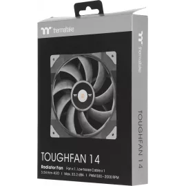 Вентилятор для корпуса Thermaltake Toughfan 14 140х140x25 черный 4-pin 33.2дБ (CL-F118-PL14BL-A) Ret