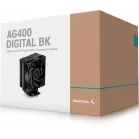 Устройство охлаждения(кулер) Deepcool AG400 Digital BK Soc-AM5/AM4/1151/1200/1700 черный 4-pin 31.6dB Al+Cu LCD 220W 636gr Ret (R-AG400-BKNDMN-G-2)