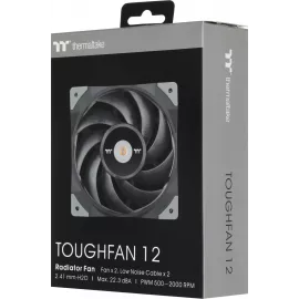 Вентилятор для корпуса Thermaltake Toughfan 12 120х120x25 черный 4-pin 22.3дБ (упак.:2шт) (CL-F082-PL12BL-A) Ret