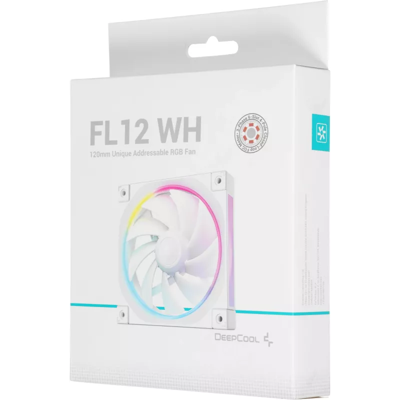 Вентилятор для корпуса Deepcool FL12 Wh ARGB 120х120x25 белый 4-pin 32дБ (R-FL12-WHAPN1-G) Ret