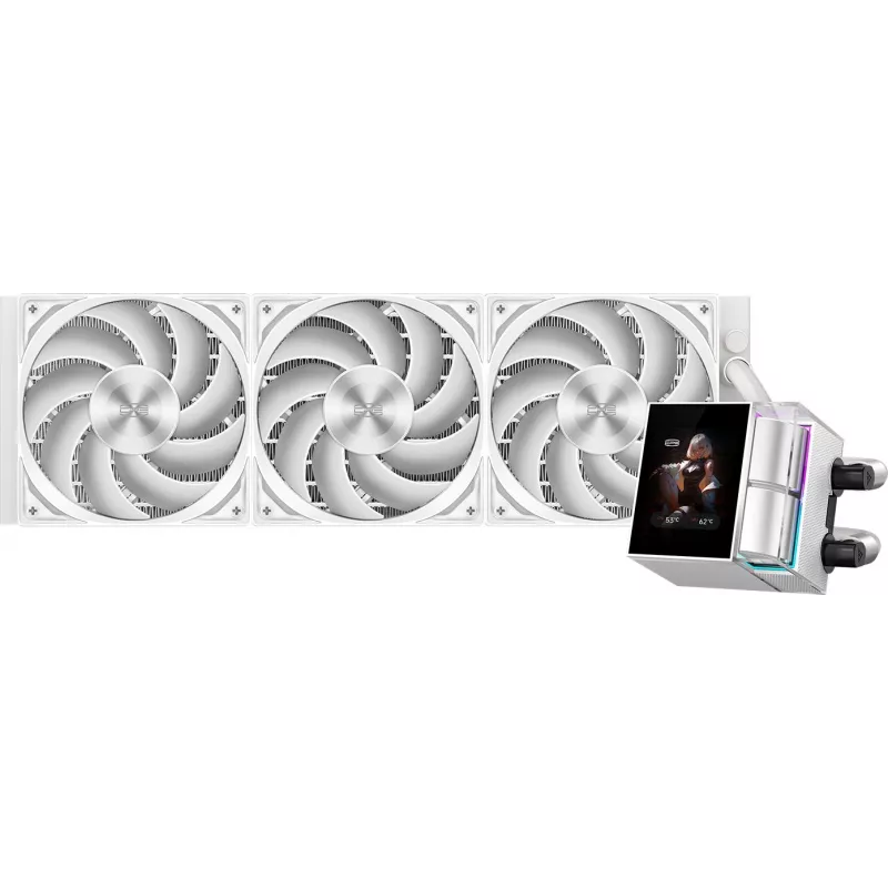 Система водяного охлаждения PcCooler DS360 Display ARGB Soc-AM5/AM4/1200/1700/1851 белый 4-pin 39.8dB Al LCD 310W Ret (DS360-WHAWXY-GL)