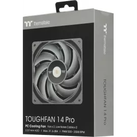 Вентилятор для корпуса Thermaltake Toughfan 14 Pro 140х140x25 черный 4-pin 31.6дБ (упак.:2шт) (CL-F160-PL14BL-A) Ret